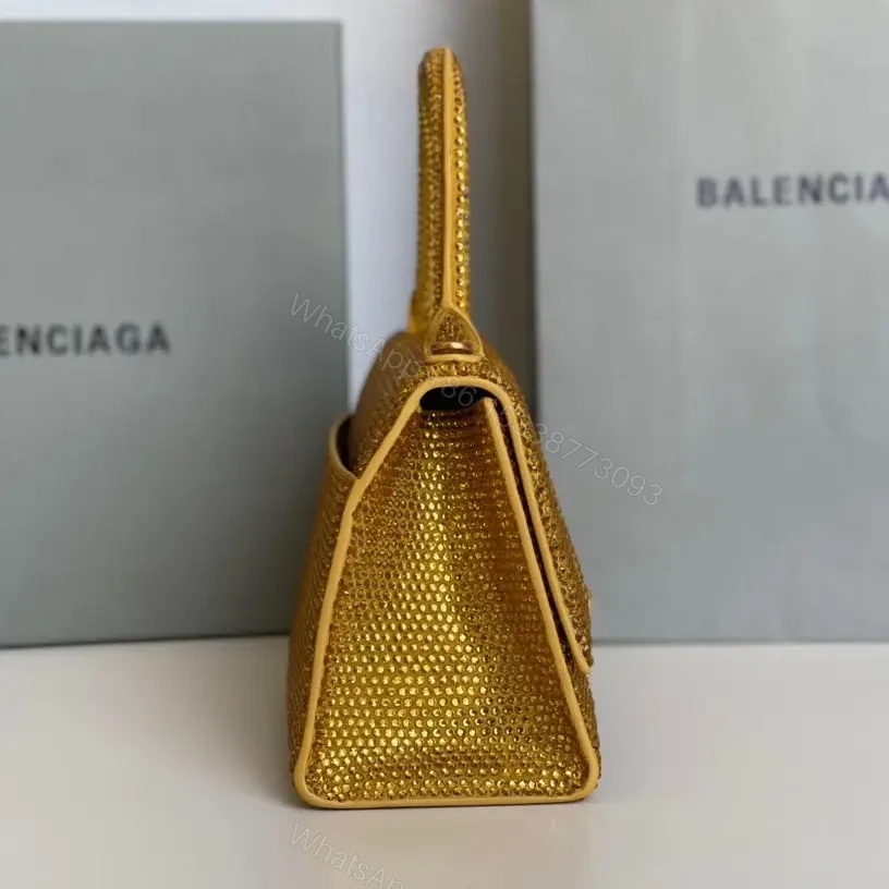 View 6 of 高仿Balenciaga*Hourglass系列沙漏包滿鑽金色S