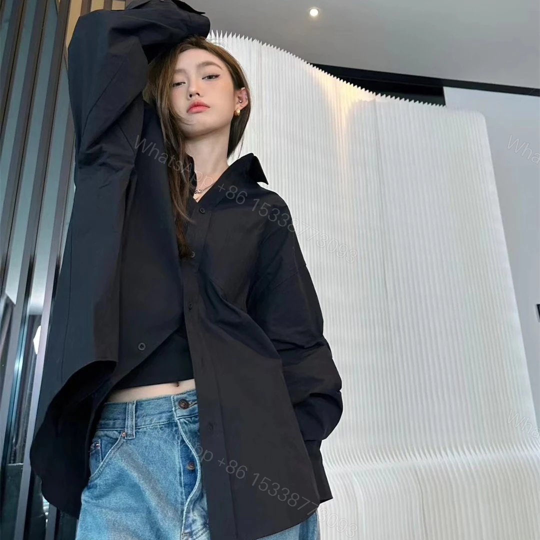 View 18 of 高仿Balenciaga*FW24系列663030背後字母襯衫黑色