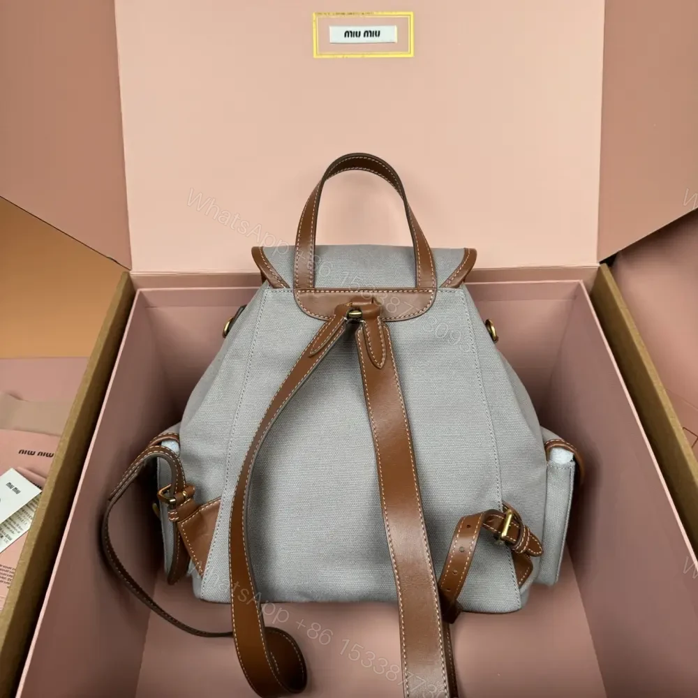 View 2 of 高仿miumiu*5BZ042棉質雙肩包灰色大號免檢版