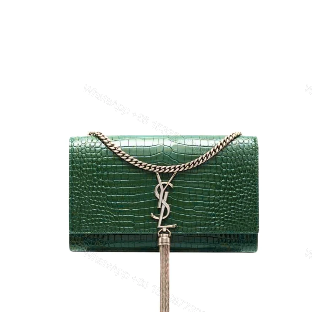 Saint Laurent Kate Tassel Medium With Silver Hardware Green 22Cm — view 1