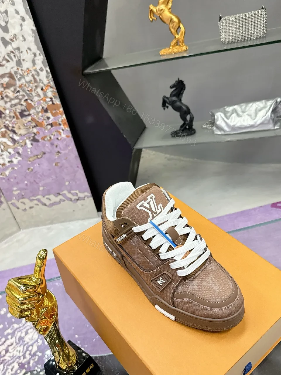 View 5 of Brown Leather Detail Low-Top Sneakers: Luxe Everyday Comfort