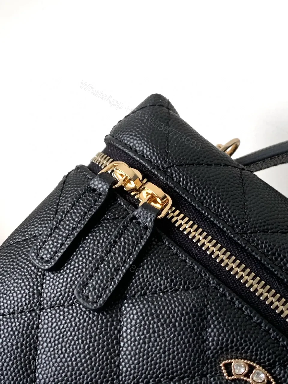 View 8 of Compact Quilted Bag with Gold Hardware - Classic Everyday Style