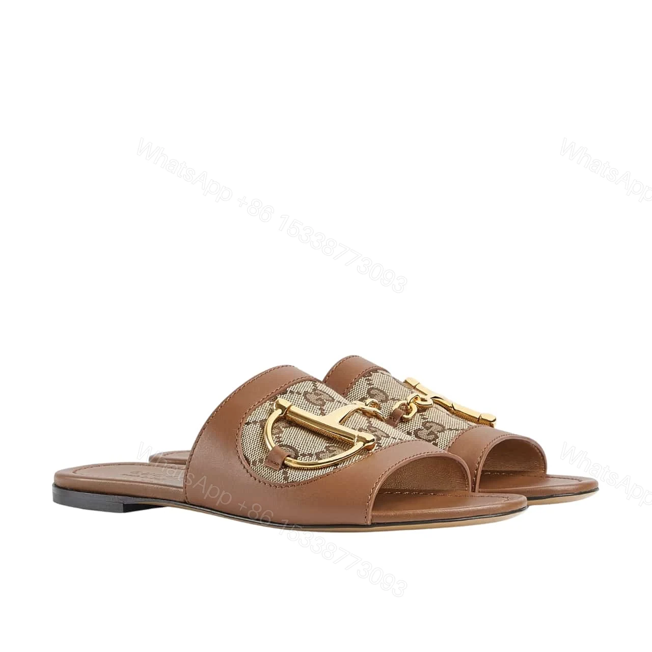 GUCCI WOMEN’S SLIDE SANDAL WITH HORSEBIT LIGHT BROWN 834427 AAE05 2747 — view 1