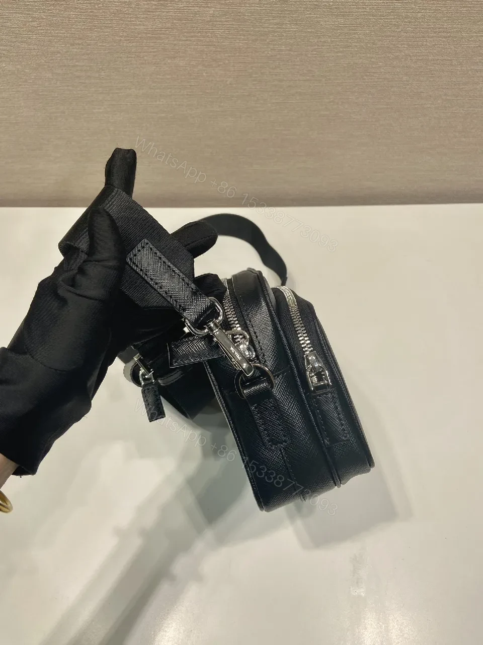 View 6 of Compact Black Leather Crossbody: Sleek, Structured, Versatile Bag