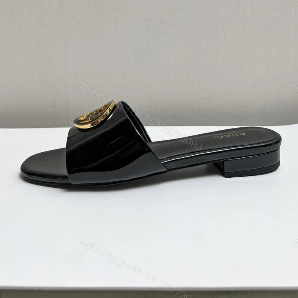View 6 of GUCCI WOMEN ROUND INTERLOCKING G SANDAL IN BLACK