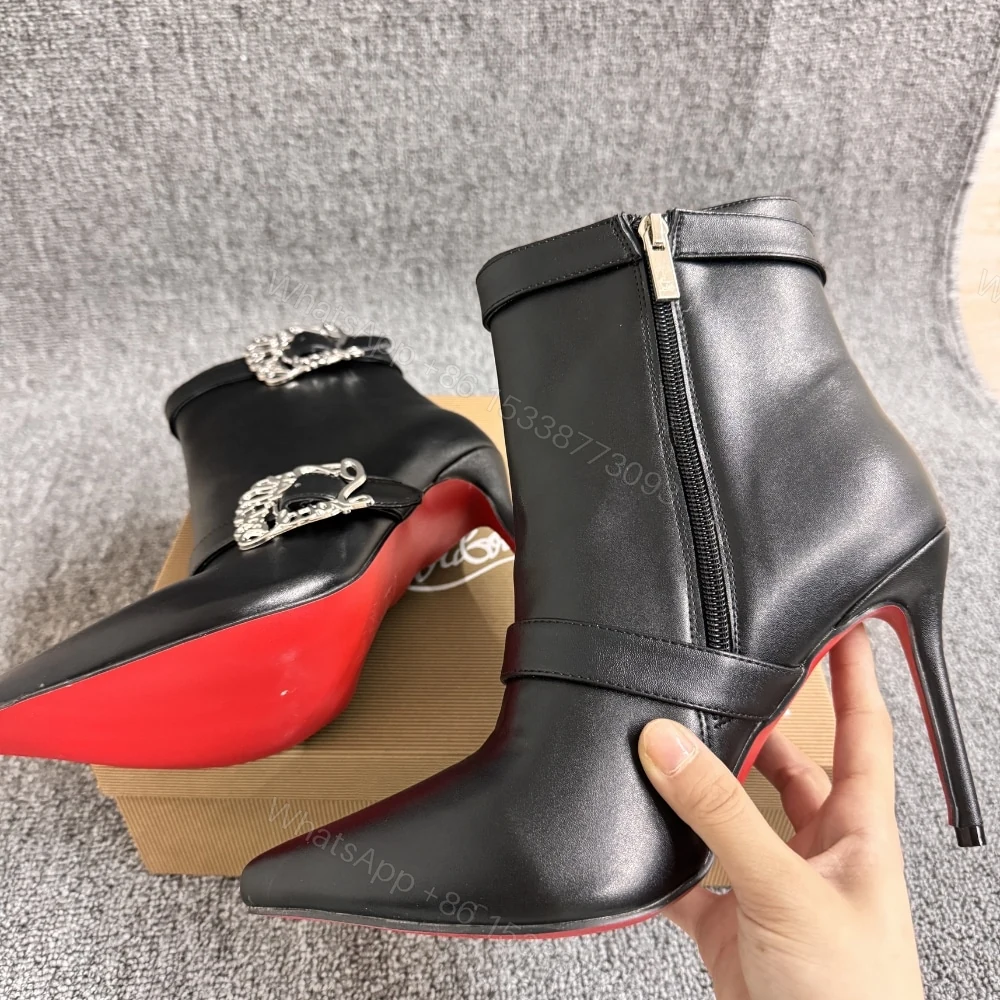 View 4 of CHRISTIAN LOUBOUTIN GIDDYLINA 100 LEATHER ANKLE BOOTS BLACK P00992472
