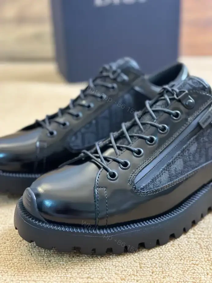 View 10 of DIOR COMBAT DERBY SHOES BLACK POLISHED CALFSKIN AND BLACK OBLIQUE JACQUARD – CD197