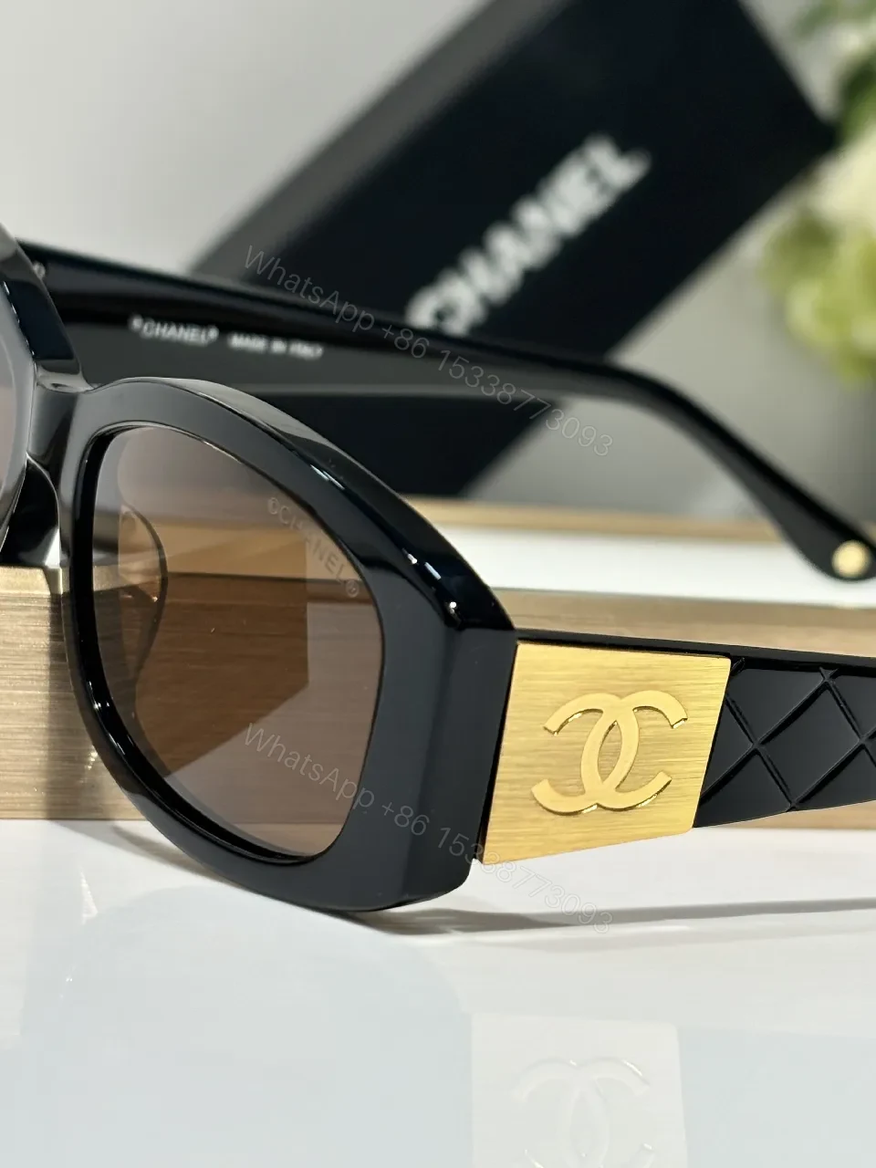View 2 of Black Acetate Sunglasses | Lattice Accent & Gradient Lenses