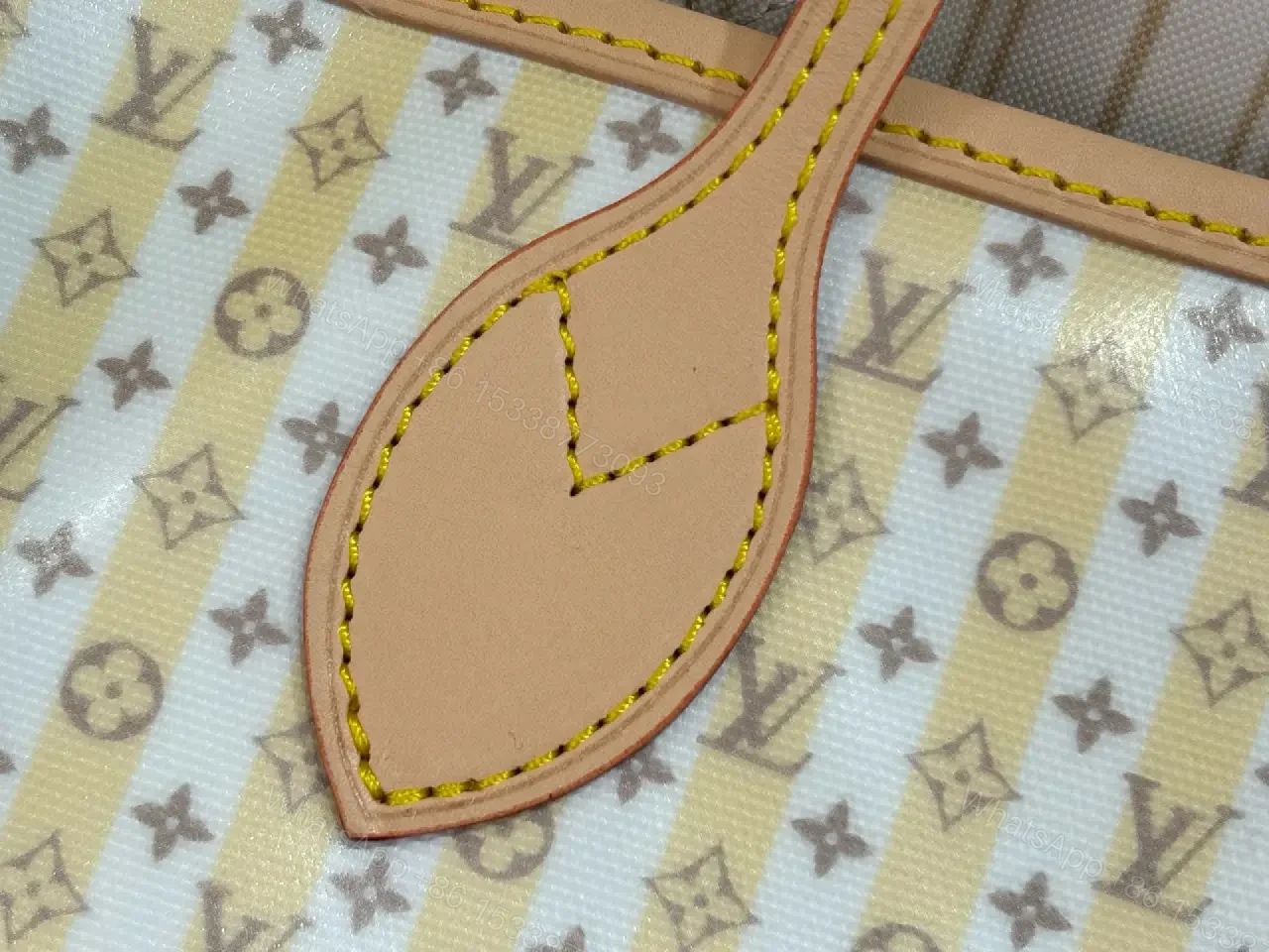 View 9 of Off-White Monogram Tote Pouch Set with Tan Leather Trim