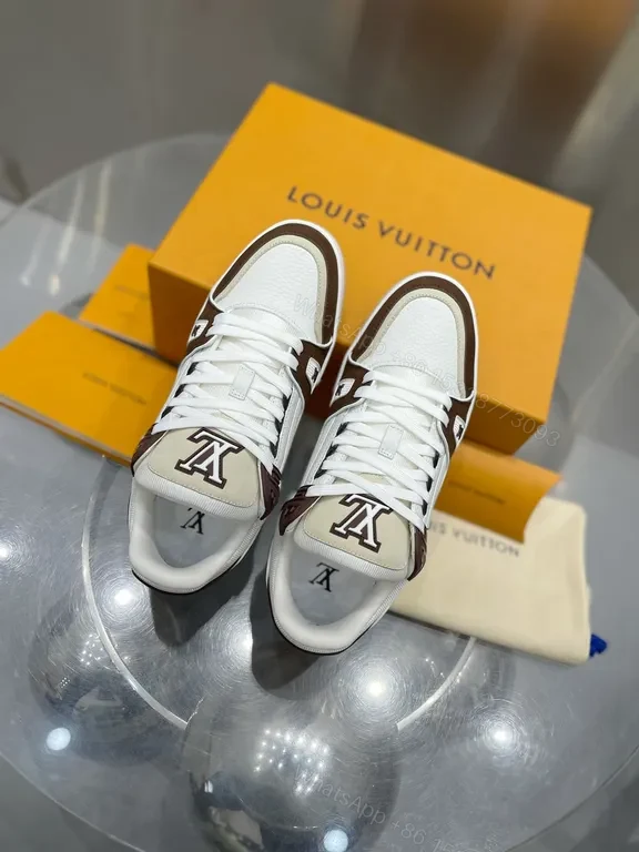 View 7 of White Leather LV-Influenced High-Tops | Luxury All-Day Comfort Sneakers