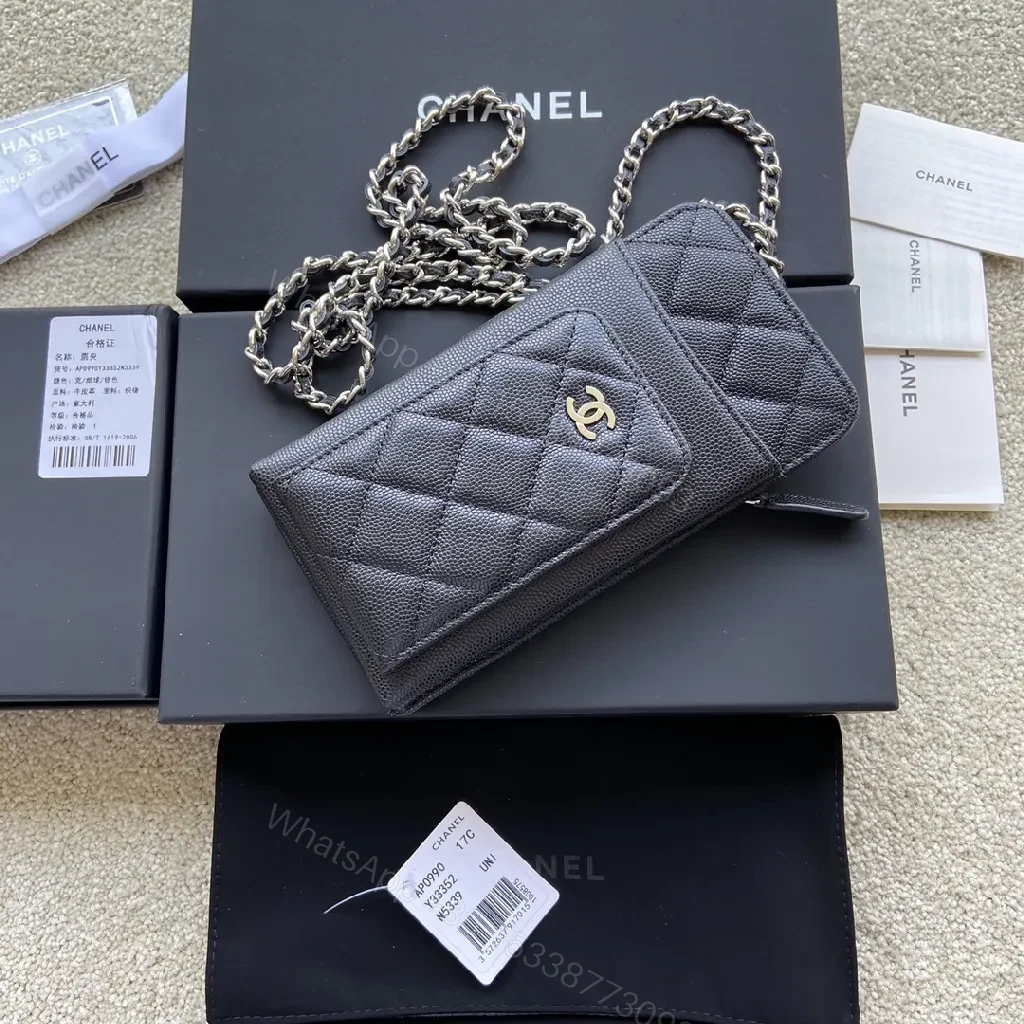 View 4 of Quilted Cardholder Crossbody: Luxe Black, Gold Hardware
