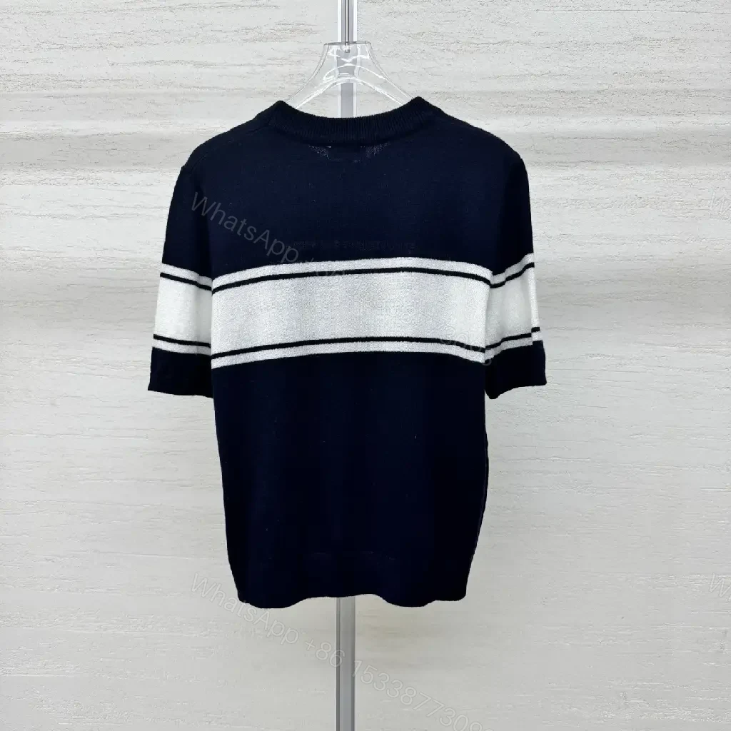 View 7 of Navy Knit Crest Band Sweater - Modern, Premium Casual