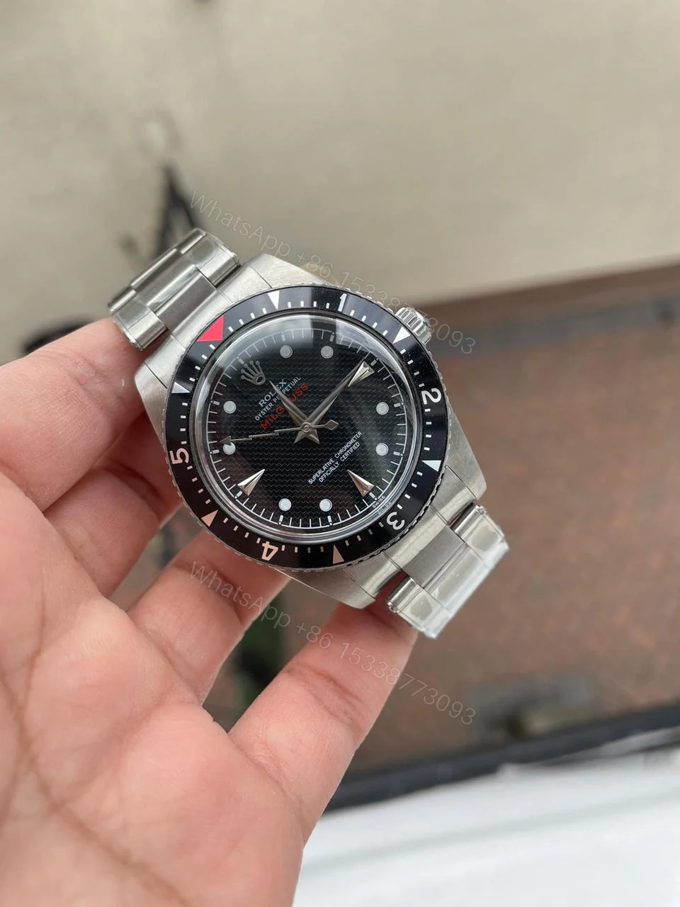View 2 of VINTAGE Rolex Milgauss 6541 PT Edition Black Dial on Rivet Bracelet