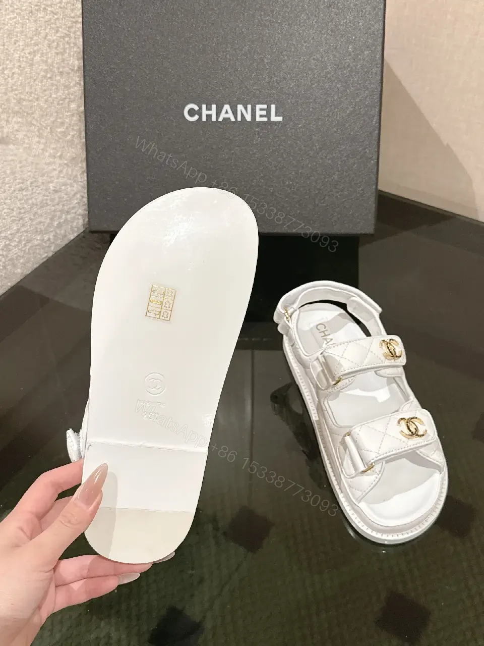View 2 of White Leather Quilted Sandals - Cushioned, All-Day Comfort