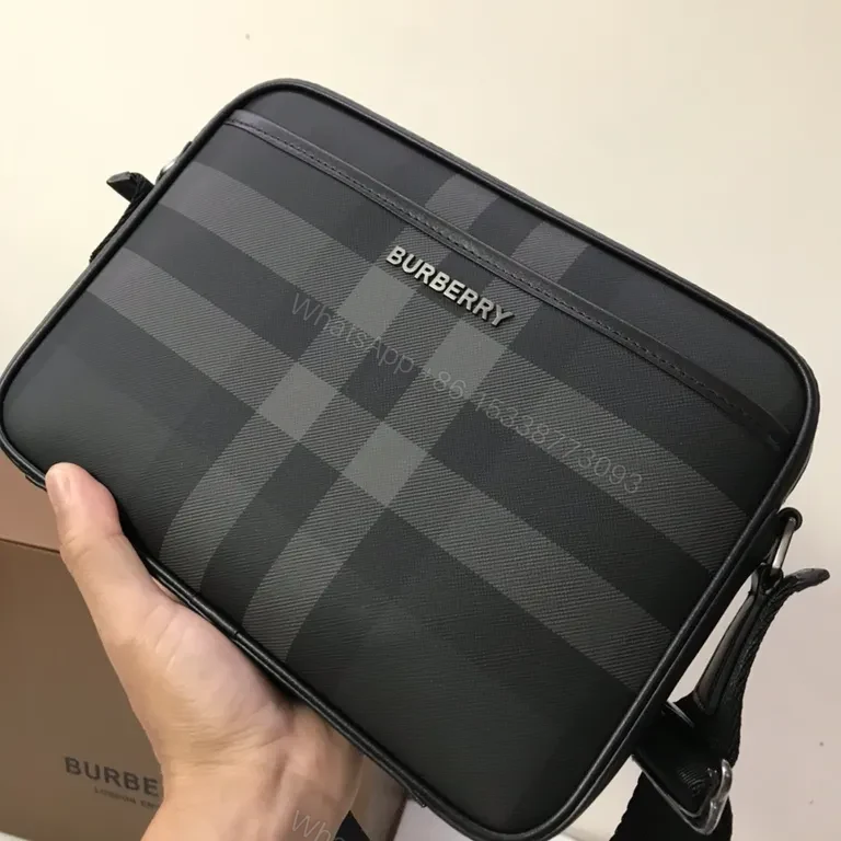 View 5 of Burberry Plaid Crossbody: Luxe City Bag with Leather Trim