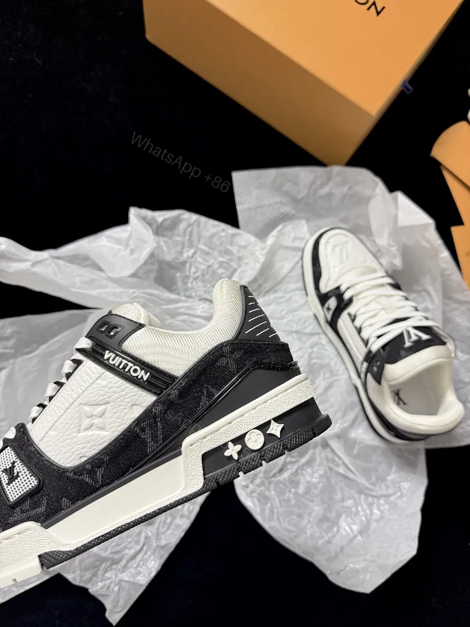 View 4 of Bold Contrast Leather Sneaker with Structured Texture