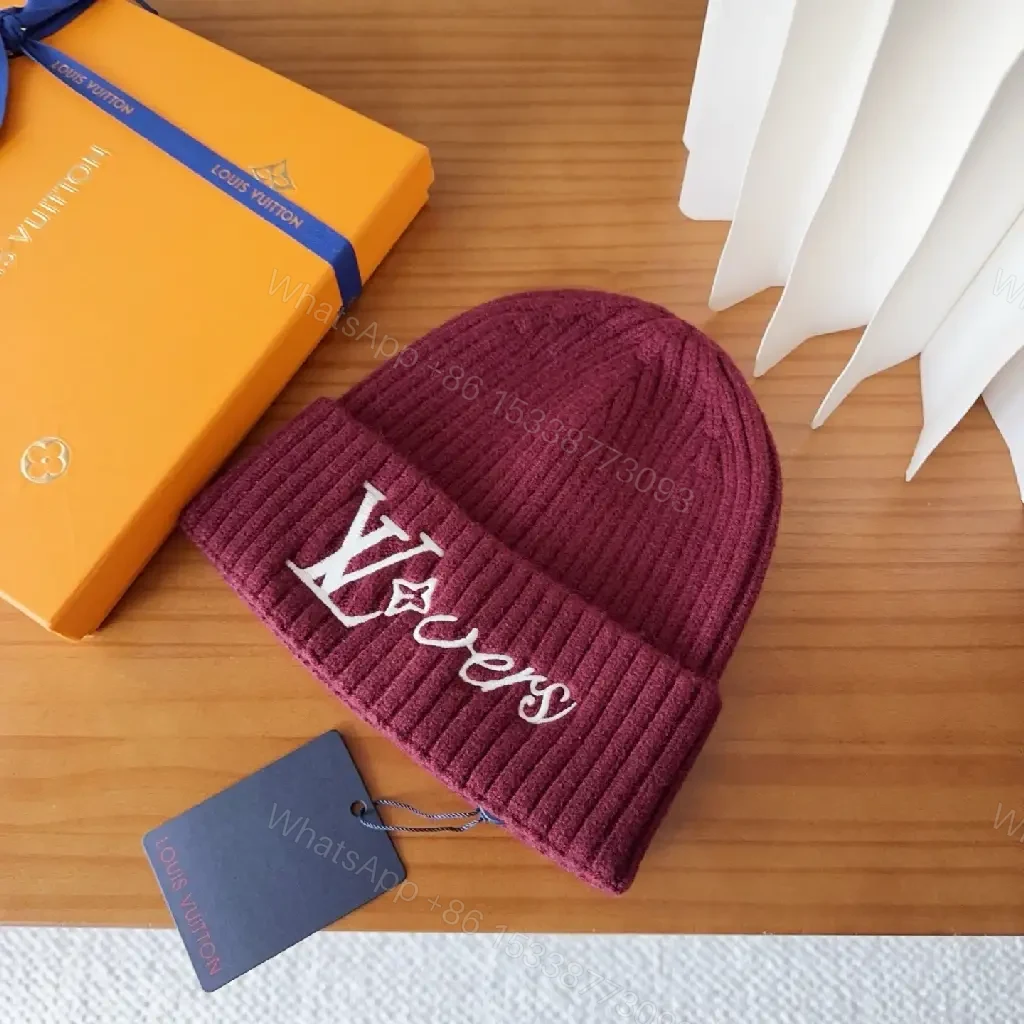 View 2 of Maroon Knit Beanie – Embroidered Designer-Inspired Style