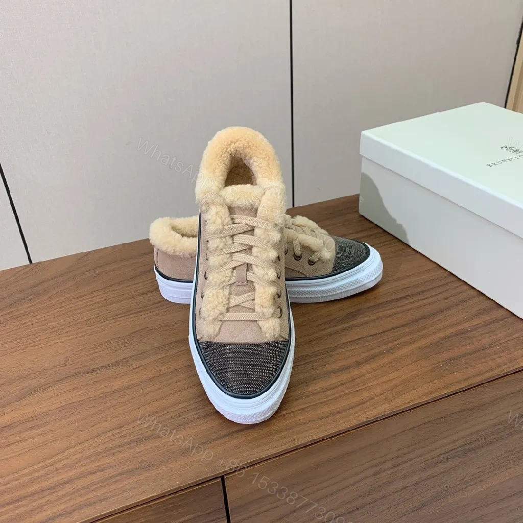 View 4 of Beige Faux-Shearling Sneaker: Luxe Chunky High-Tops