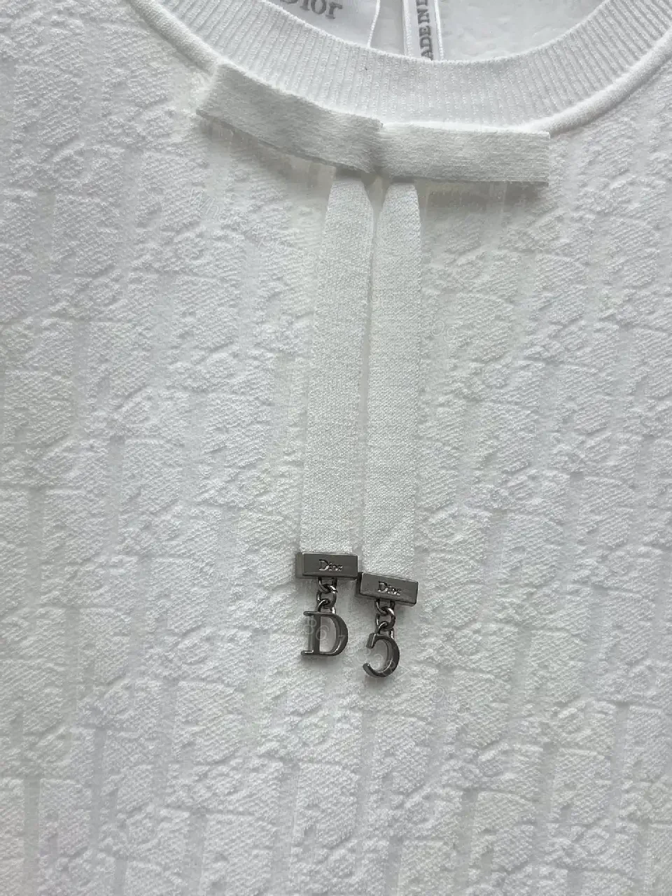 View 3 of Off-White Knit Top with Textured Cable Detail