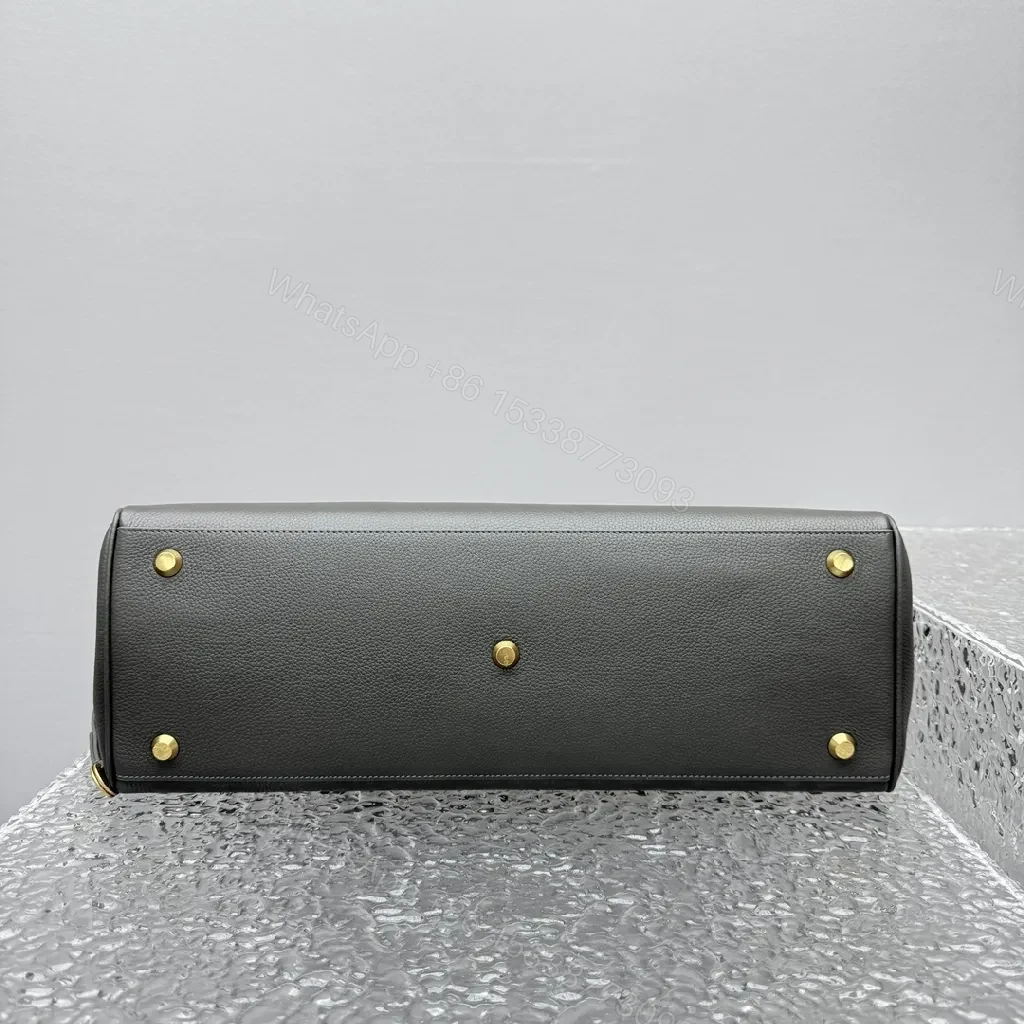 View 4 of Two-Tone Leather Tote: Structured, Everyday Chic, Top-Handle Bag