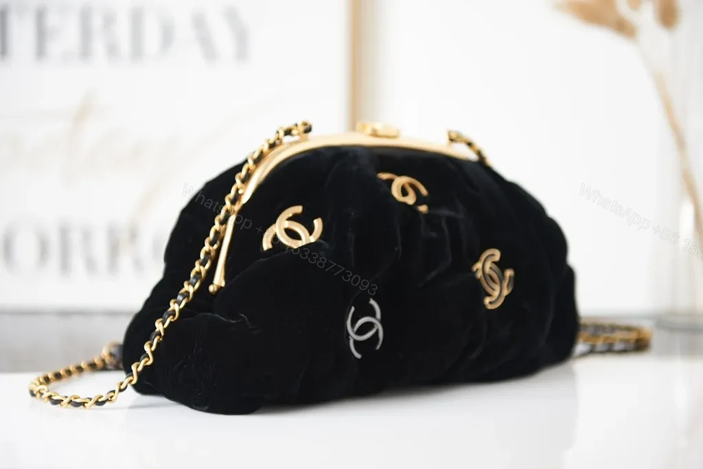 View 7 of Velvet & Gold Chanel-Inspired Clutch: Sophisticated Evening Utility