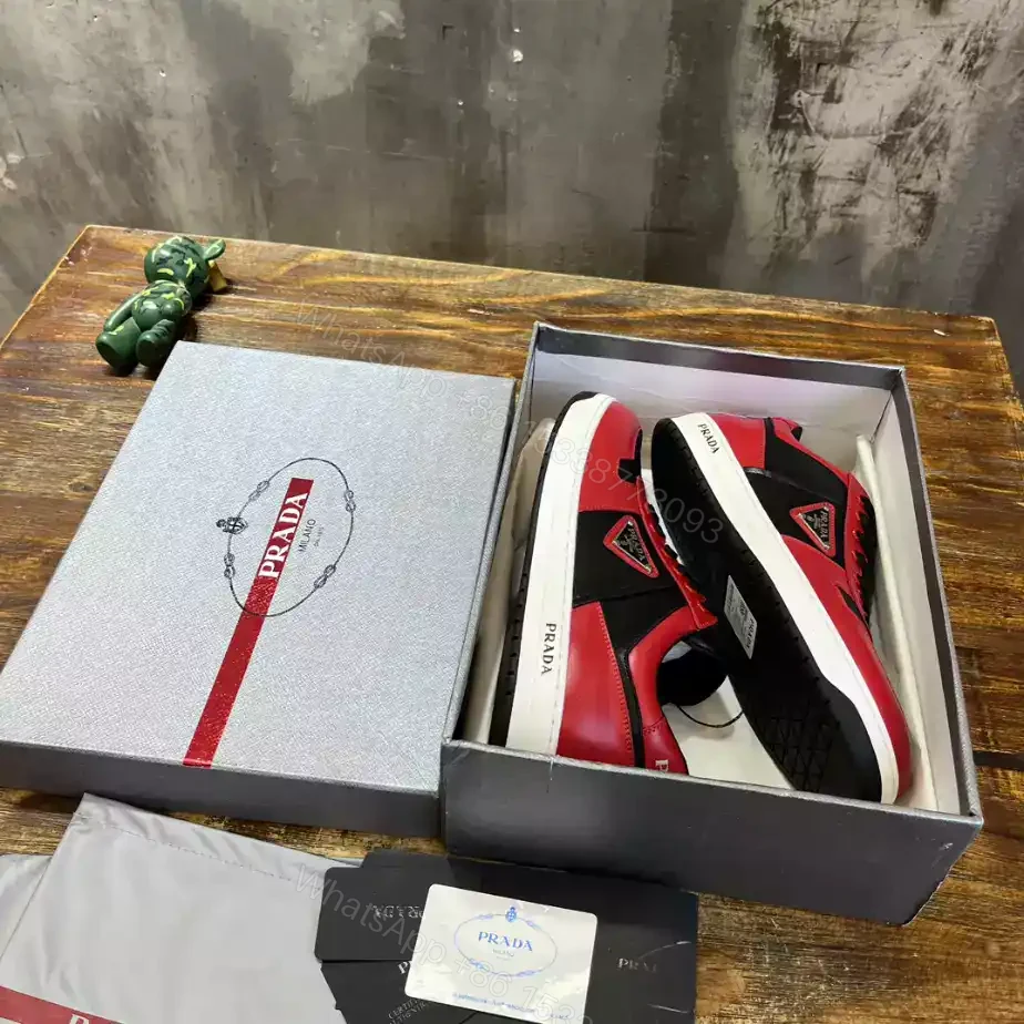 View 9 of PRADA DOWNTOWN LEATHER SNEAKERS RED – PRD093