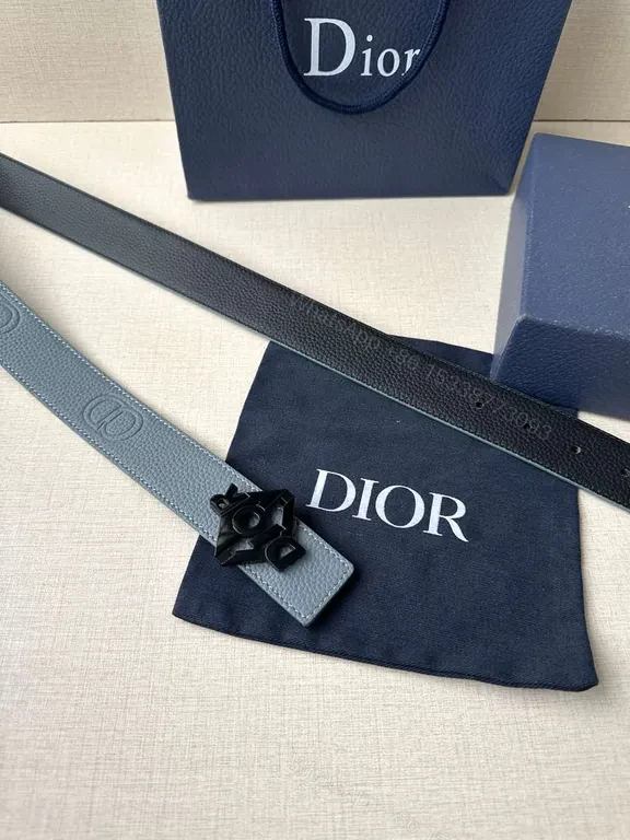 View 3 of Gold-Dior Accent Leather Belt: Premium, Adjustable Luxury Accessory