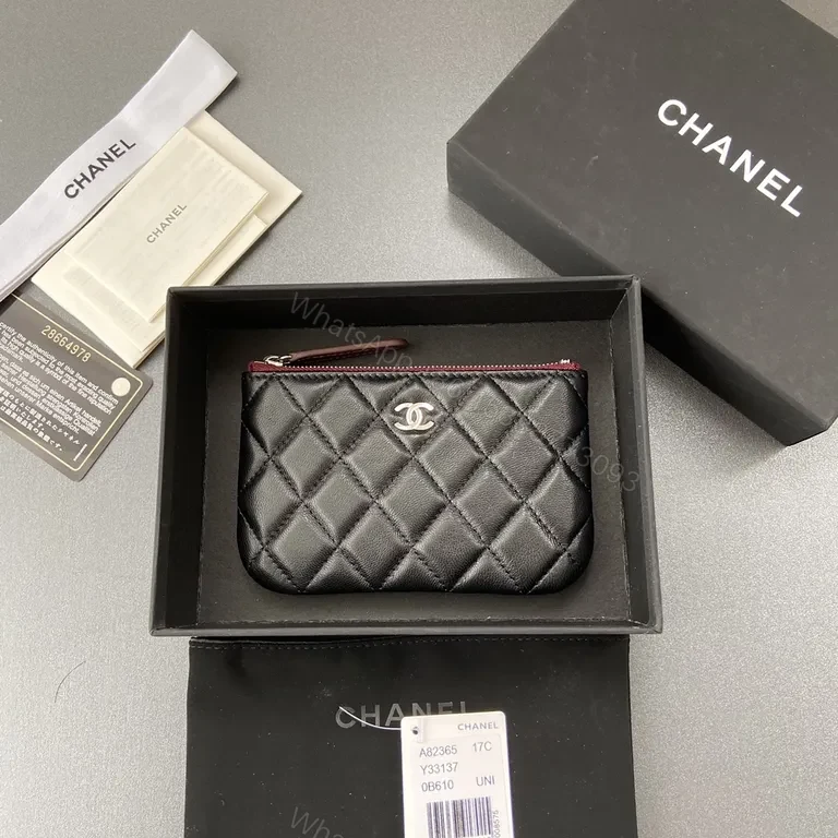 Chanel-Inspired Black Quilted Wallet: Compact Luxury Accessory — view 1