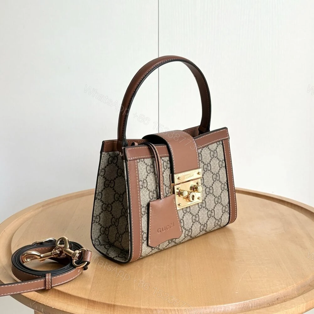 View 3 of Gucci Padlock Small Top Handle Bag Beige And Dark Brown 20Cm ‎‎841653 FAD6L 9758