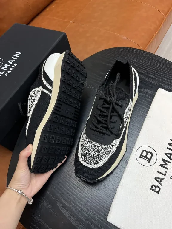 View 5 of Sleek Knit Runner: Balmain-Inspired Luxury High Tops