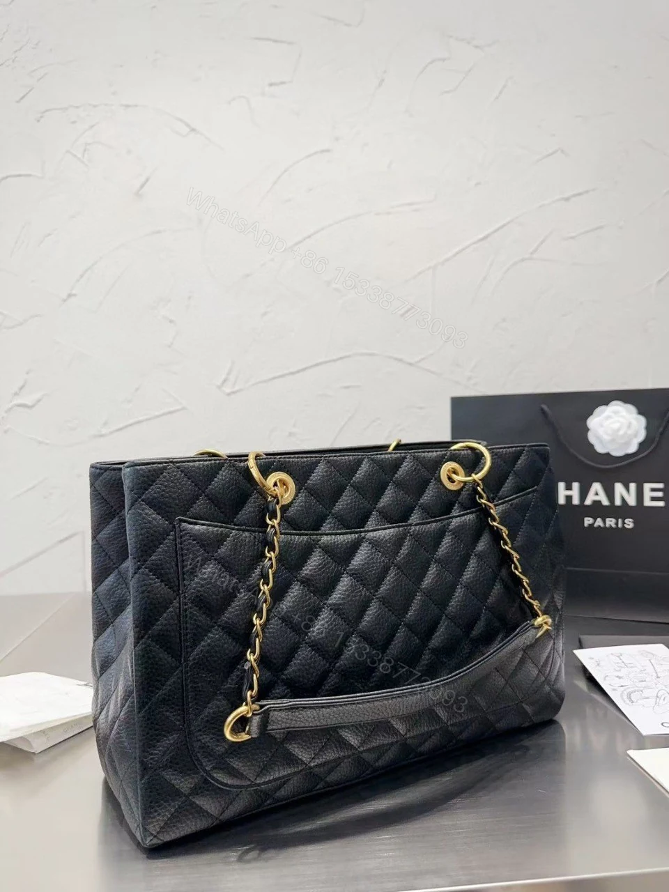 View 3 of Chanel Vintage CC Chain ToteLarge Black New 2