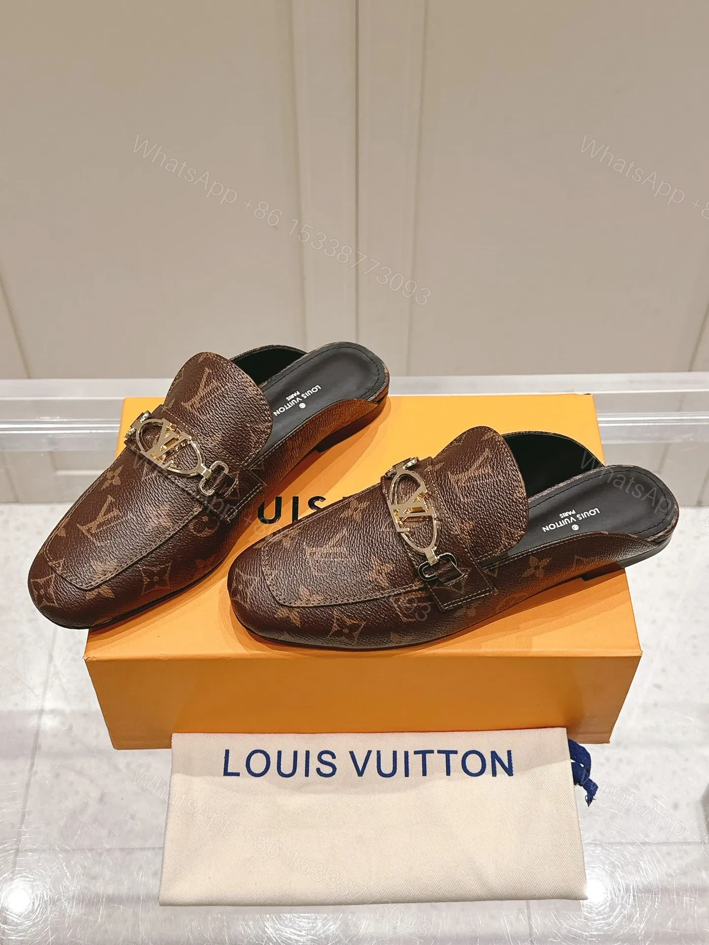 View 4 of LV Women Brown Leather Mules