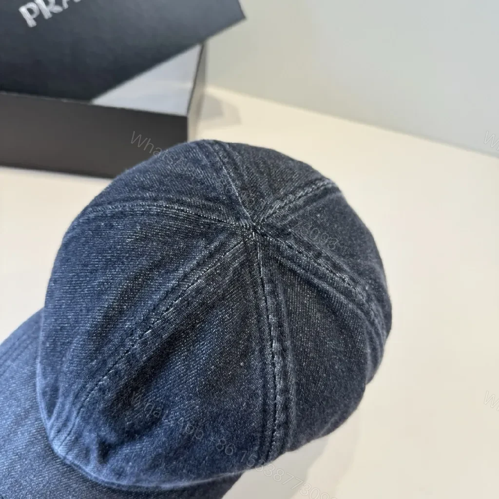 View 4 of Denim-Accent Cap with Subtle Prada-Inspired Emblem
