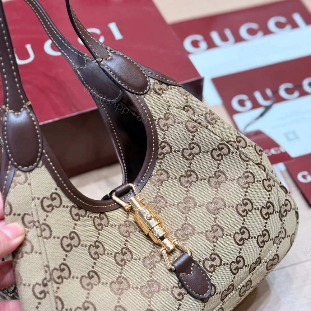 View 3 of Gucci Mercato Small Tote Bag Sand And Brown GG Canvas 25cm