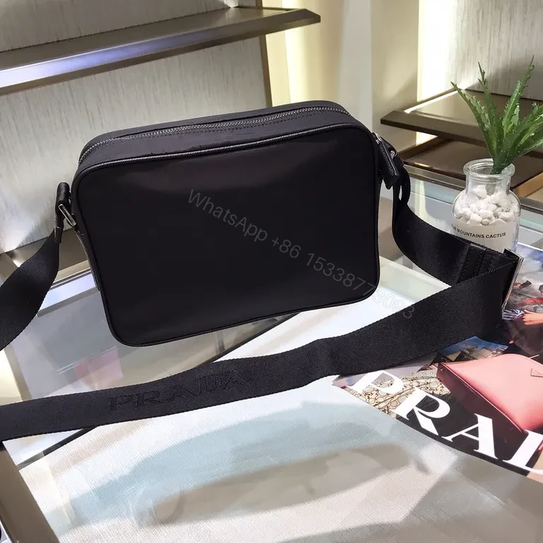 View 3 of Structured Black Crossbody: Luxury Nylon, Prada-Style, Compact, Everyday Carry