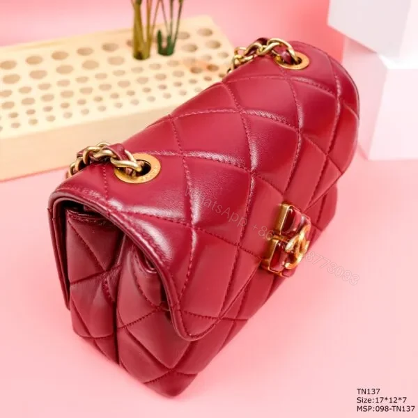View 6 of Chanel Woman’s Red High Best Quality Handbag Lock With Stone 17x12x7cm