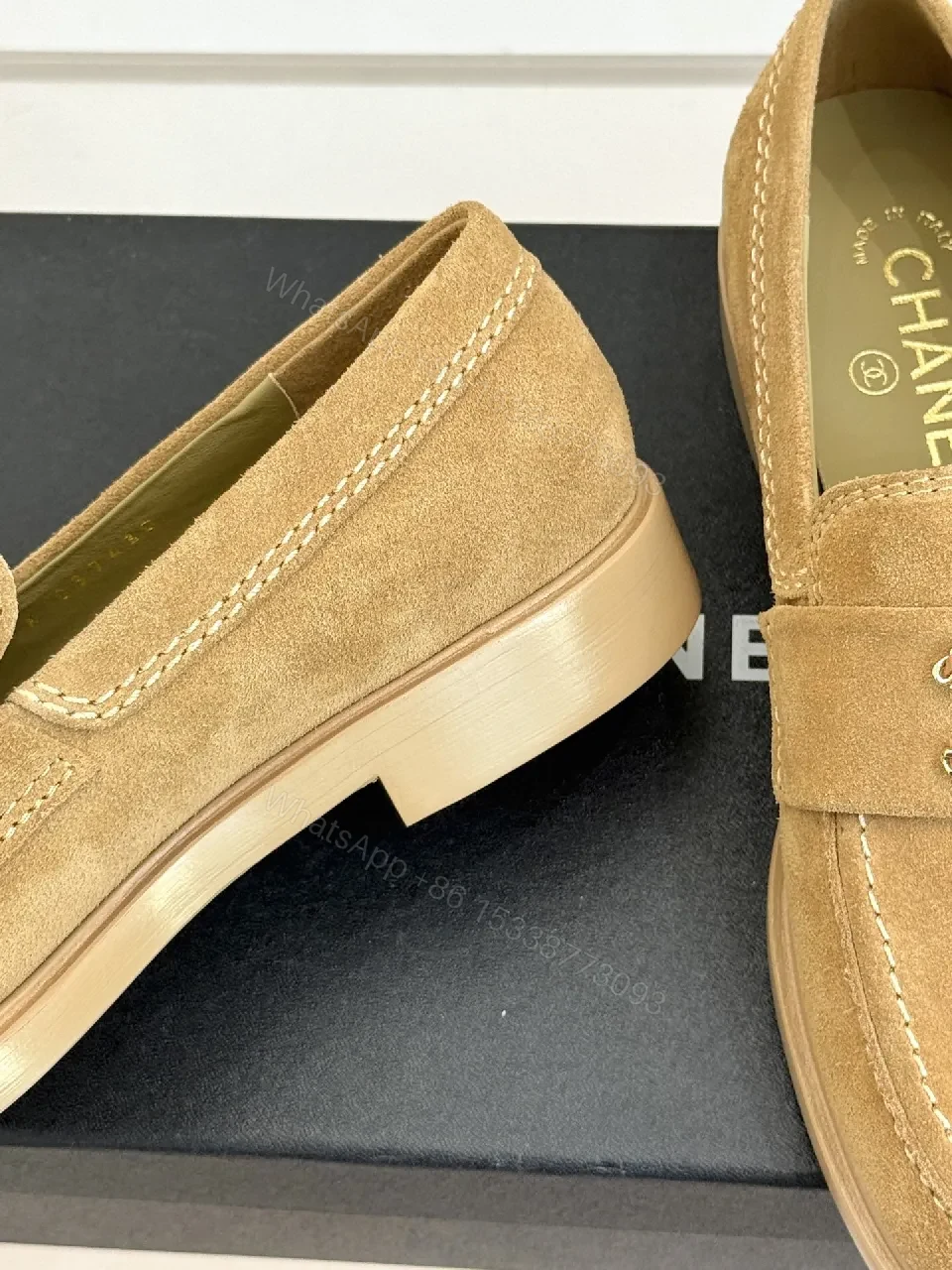 View 5 of Camel Suede Mocs with Signature Hardware Loafers