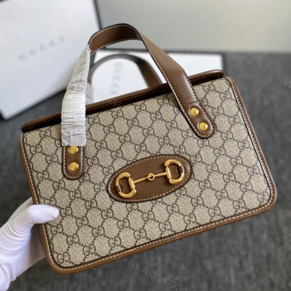 View 2 of Gucci Horsebit 1955 Top Handle Bag Beige And Ebony 27Cm