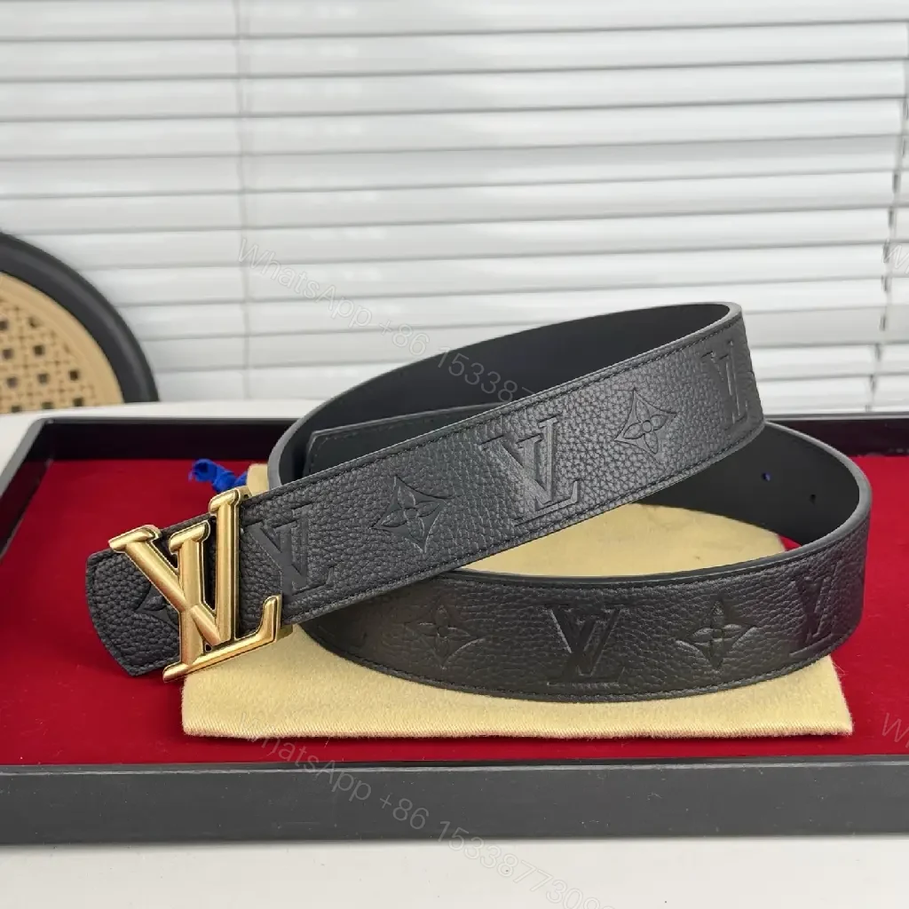 View 3 of Gold-Buckle Monogram Leather Belt, Everyday Luxury