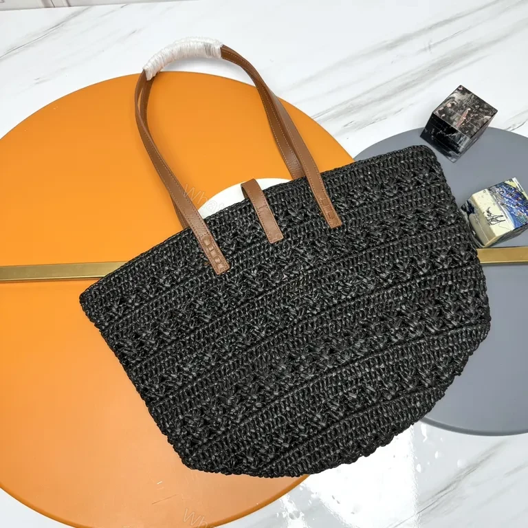 View 4 of Textured Crochet Tote: Luxury YSL-Inspired Hardware Bag
