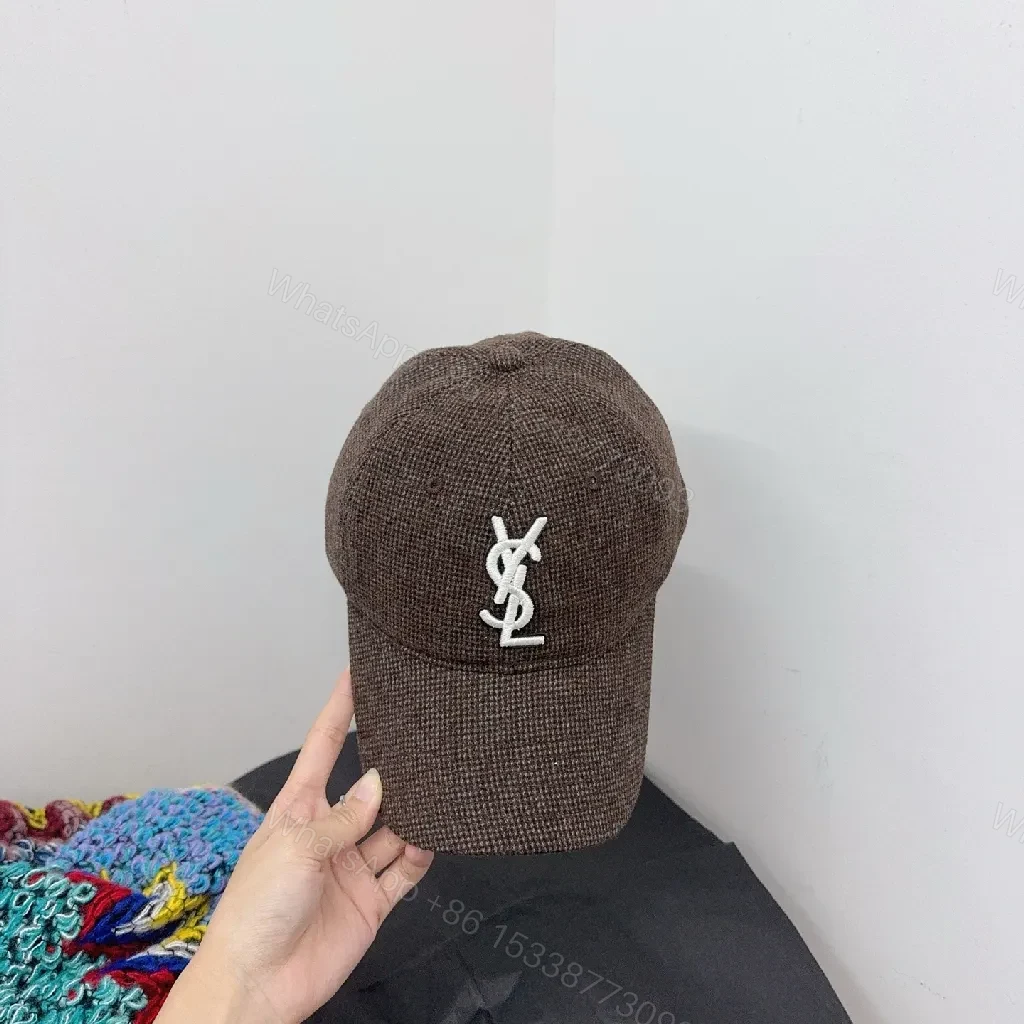 View 2 of Bruised Brown Wool-Blend Cap: Subtle Designer Monogram Cap