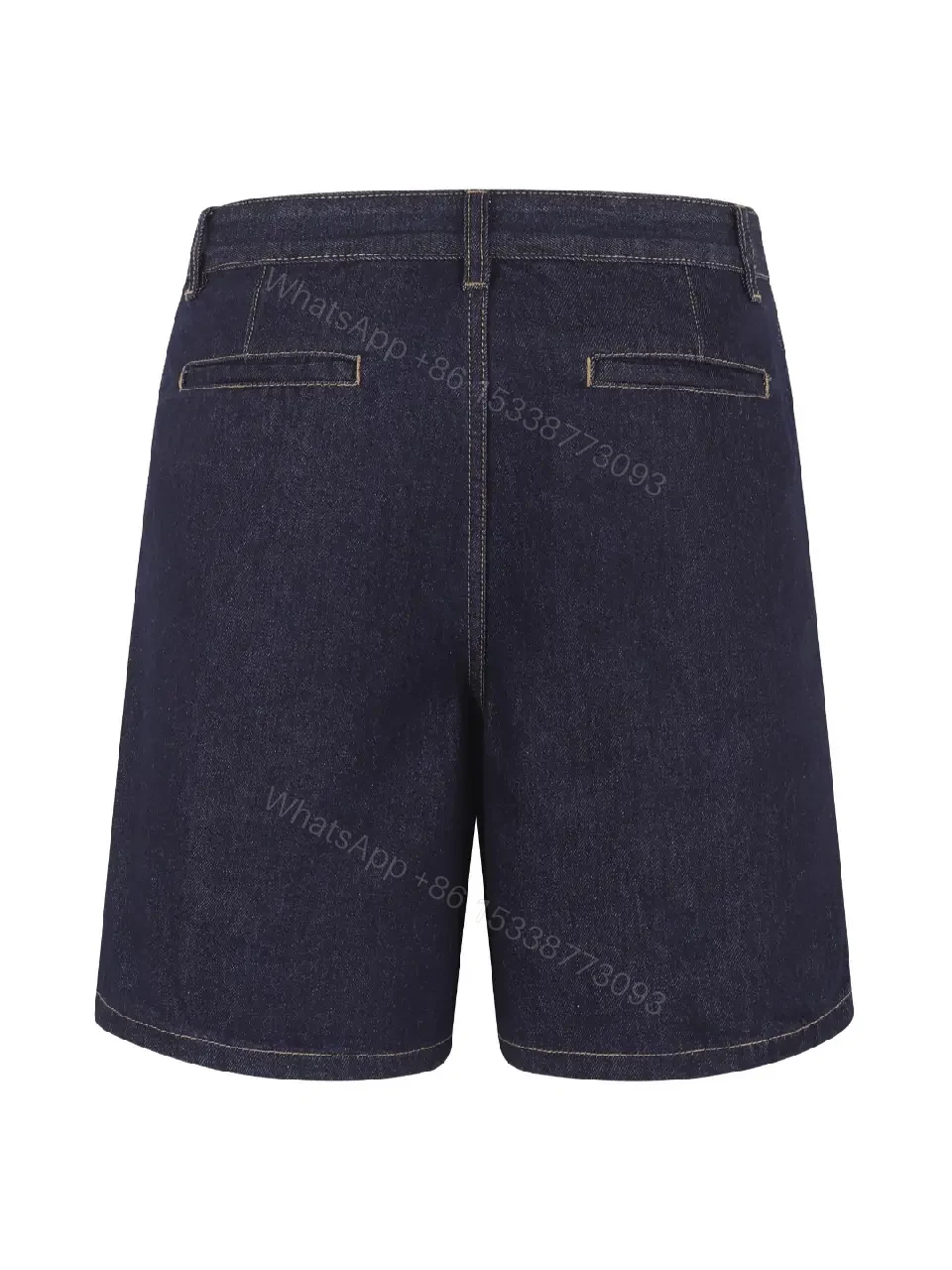 View 3 of Navy Denim Bermuda LV Logo Shorts