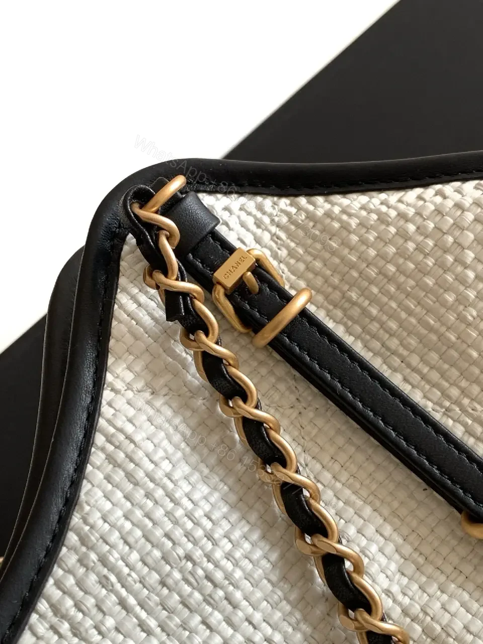 View 9 of Textured White Tote: Luxe, Structured, Dual-Chain Carry