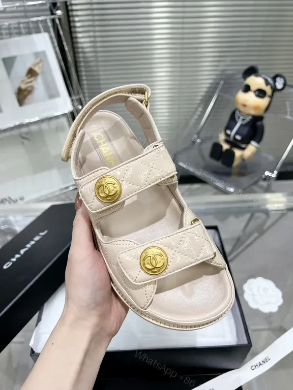 View 9 of Chic Minimalist Sandals with Gold Hardware - Leather