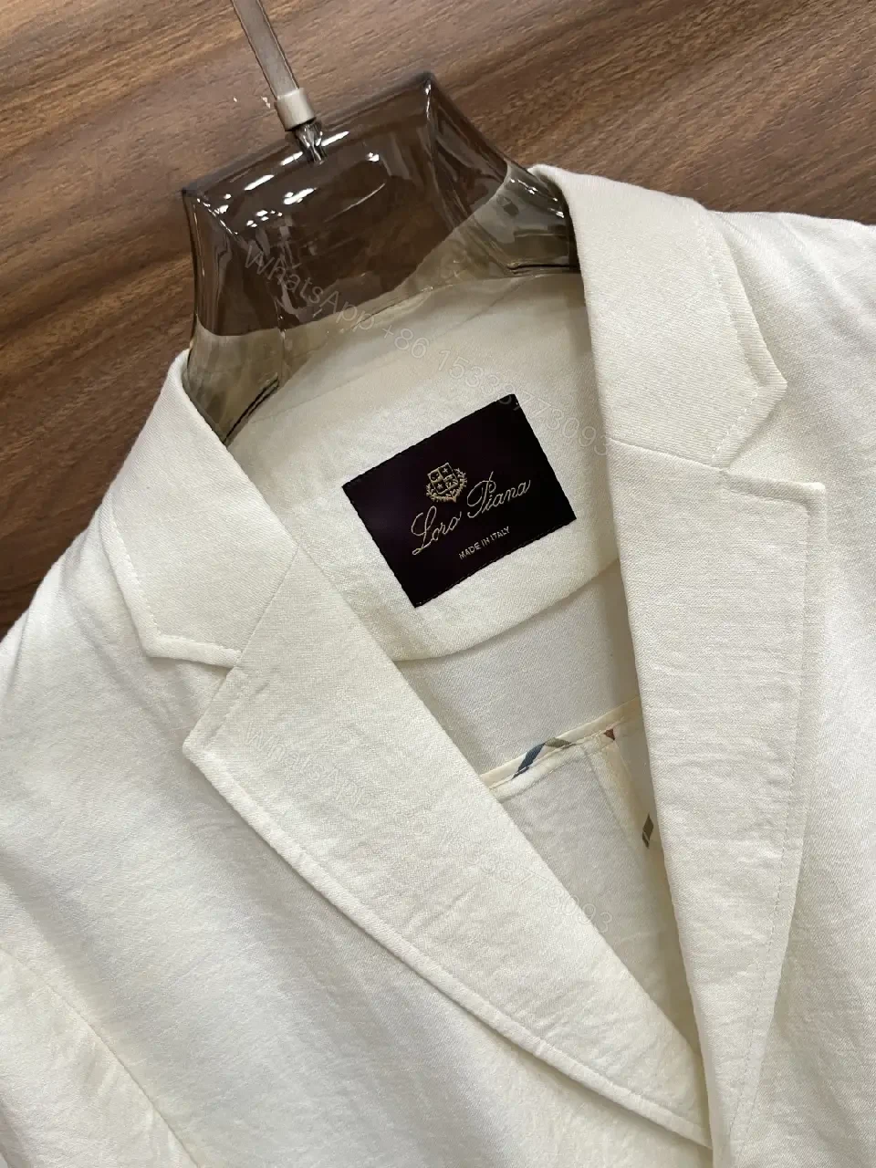 View 9 of White/Off-White Single-Breasted Blazer with Notched Lapels and Subtle Texture
