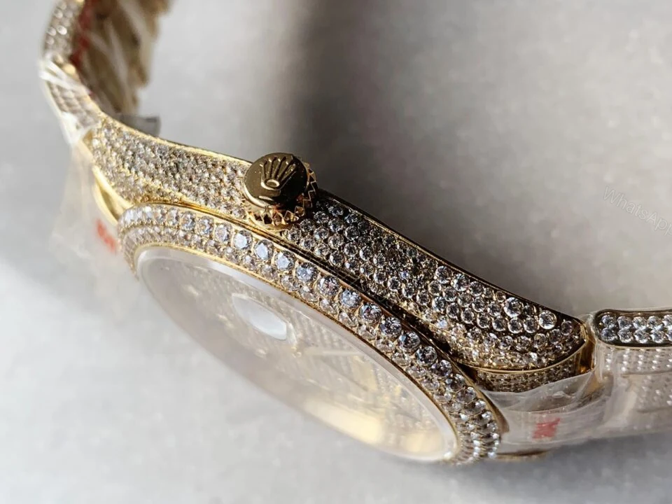 View 5 of Rolex OYSTER PERPETUAL 41mm 904L SS SILVER/GOLD MOISSANITE DIAMONDS BRACELET AND DIAL A2824 iced out
