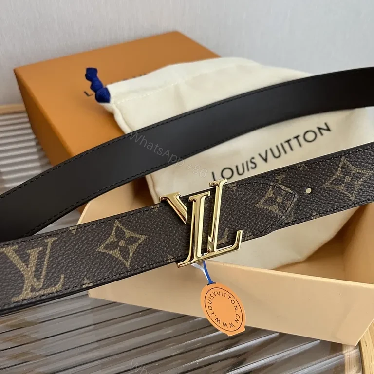 View 8 of Brown Monogram Belt with Gold LV Buckle - Luxury Everyday
