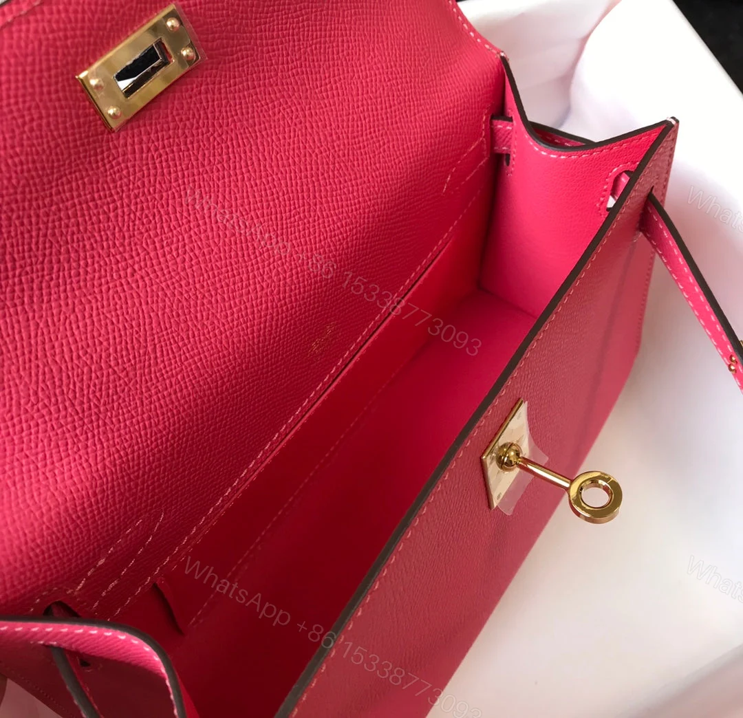 View 7 of H MINI KELLY POCHETTE GOLD TONED HARDWARE PINK 22CM