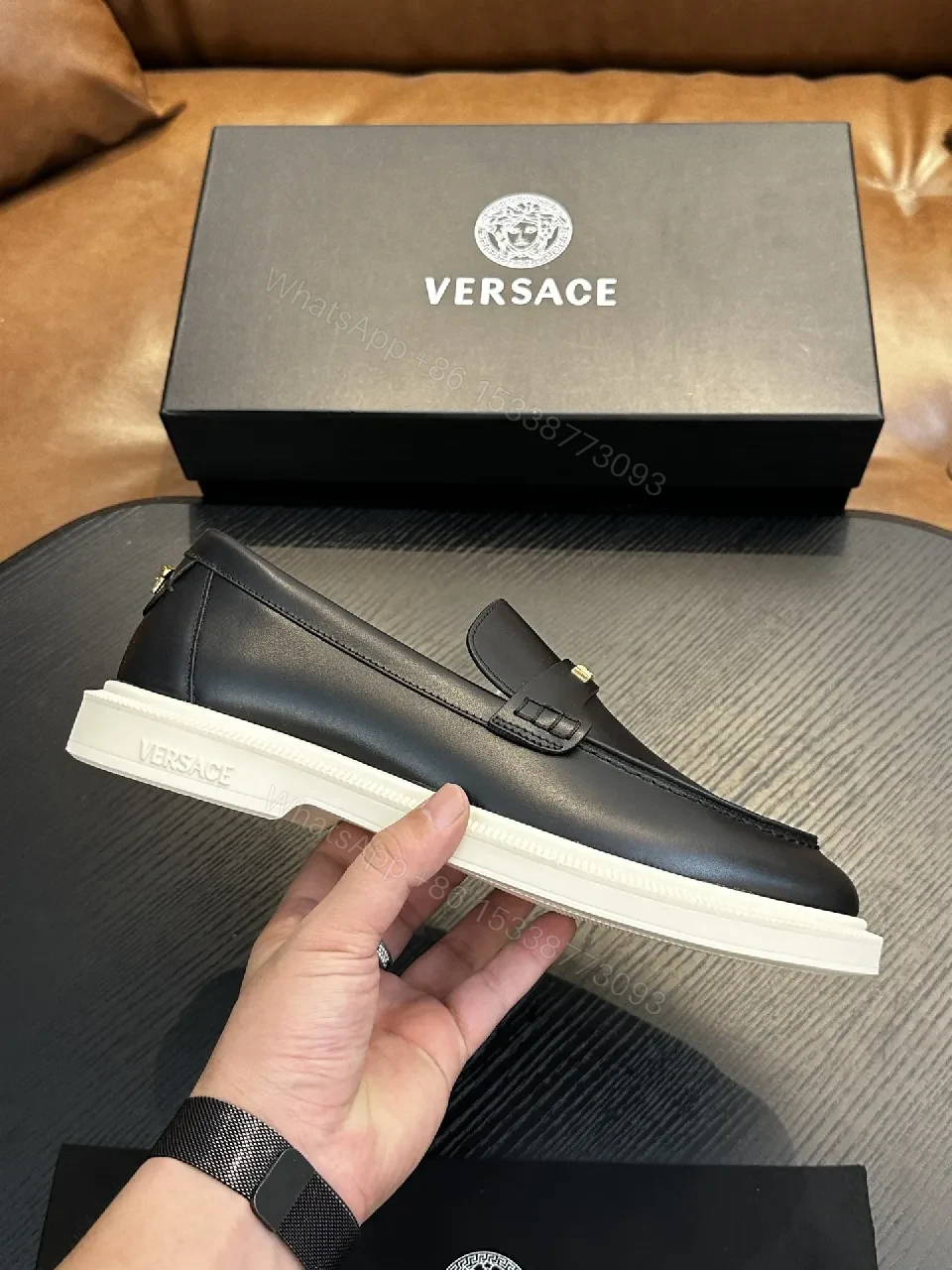 Premium Leather Loafer with Versace Detailing - Modern Comfort Shoes — view 1