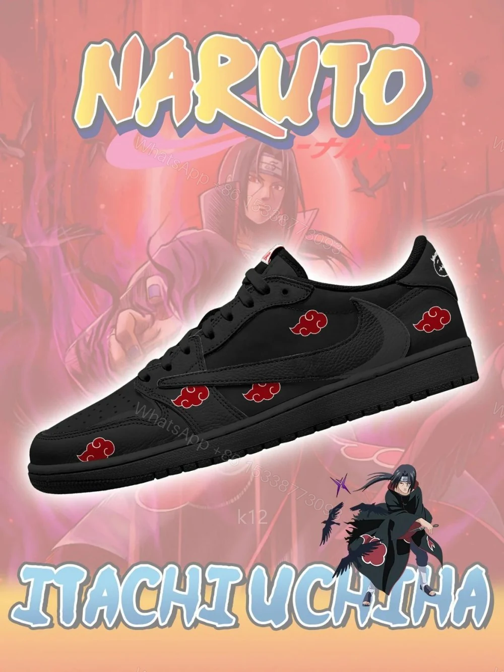 Akatsuki Itachi Uchiha V.5 Custom TS Low Jordan 1 — view 1